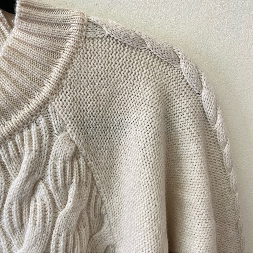 Mondi vintage tassel trimmed cableknit cream sweater size Small - Picture 3 of 9